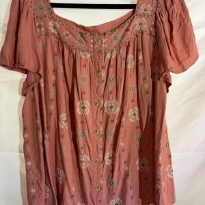 Torrid Embroidered Button-Down Blouse